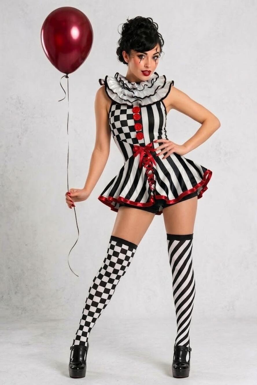 WEISSMAN CAROUSEL CLOWN PENNYWISE IT COSTUME W/ STOCKINGS - ADULT SMALL